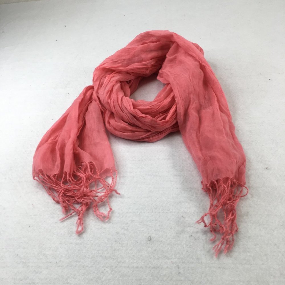 Womens Scarf Pink 44X25 Neck Warmer Wrap Fringe Casual Outdoor #2554